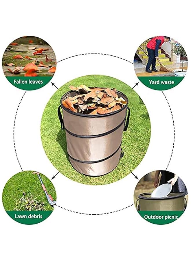 Collapsible Trash Can, Portable 10 Gallons Pop up Garden Bag Oxford Cloth Reusable Leaf Bag with 2 Handles Easy to Carry and Dump, Lawn and Leaf Waste Bag Recycling Bin for Home Gardening Camping  - Image 2