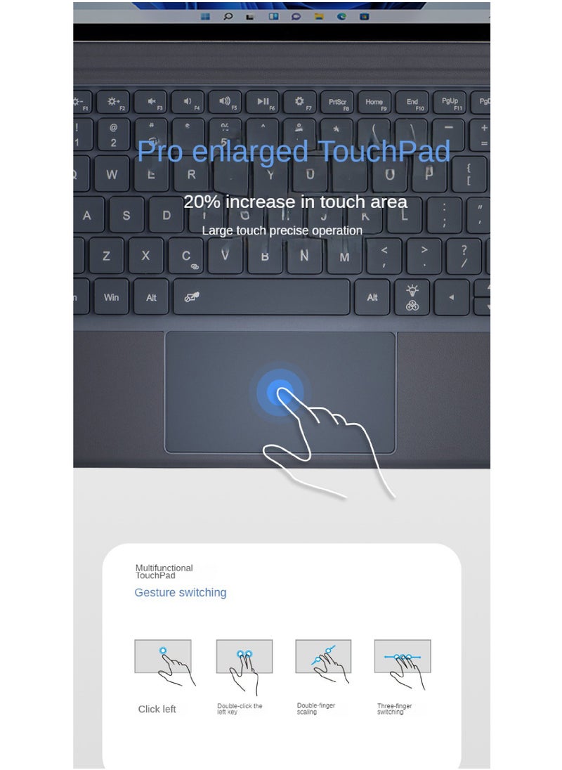 Rock Pow Arabic Wireless Keyboard Type Cover Trackpad for Microsoft  Surface Go 4 2023/Surface Go 3 2021/Surface Go 2 2020/Surface Go 2018 Bluetooth 7 Color Backlit Ultra Slim Rechargeable Battery Multi-Touch  - Image 4