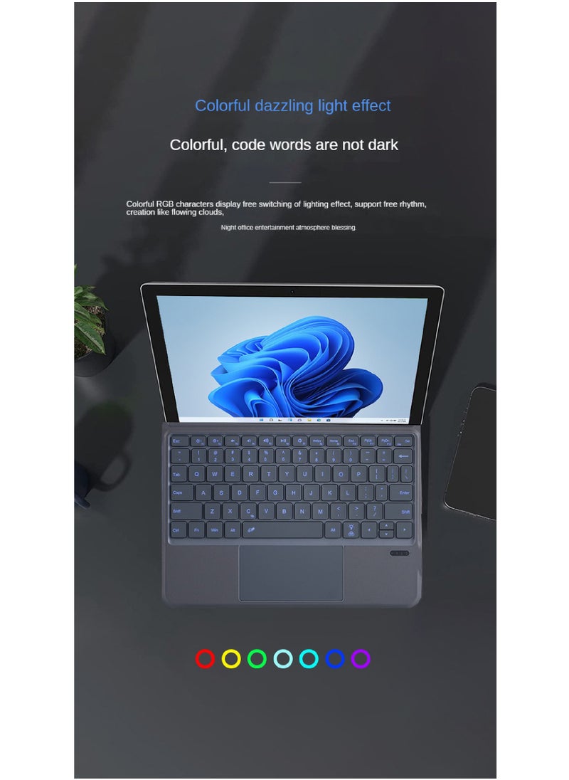 Rock Pow Arabic Wireless Keyboard Type Cover Trackpad for Microsoft  Surface Go 4 2023/Surface Go 3 2021/Surface Go 2 2020/Surface Go 2018 Bluetooth 7 Color Backlit Ultra Slim Rechargeable Battery Multi-Touch  - Image 5