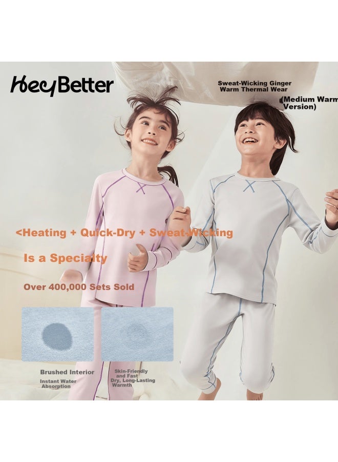 Heybetter Suitable For -10°~10°c Mid-warm Ginger Heated Children's Thermal Underwear Moisture-wicking Homewear - Image 2