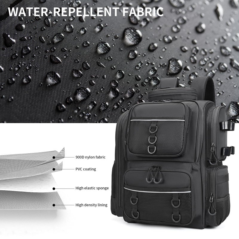 WANOON Fishing Backpack, fishing bag with Rod Holders. Large Ttackle Backpack Strong Materials - Image 4