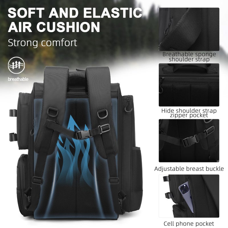 WANOON Fishing Backpack, fishing bag with Rod Holders. Large Ttackle Backpack Strong Materials - Image 5