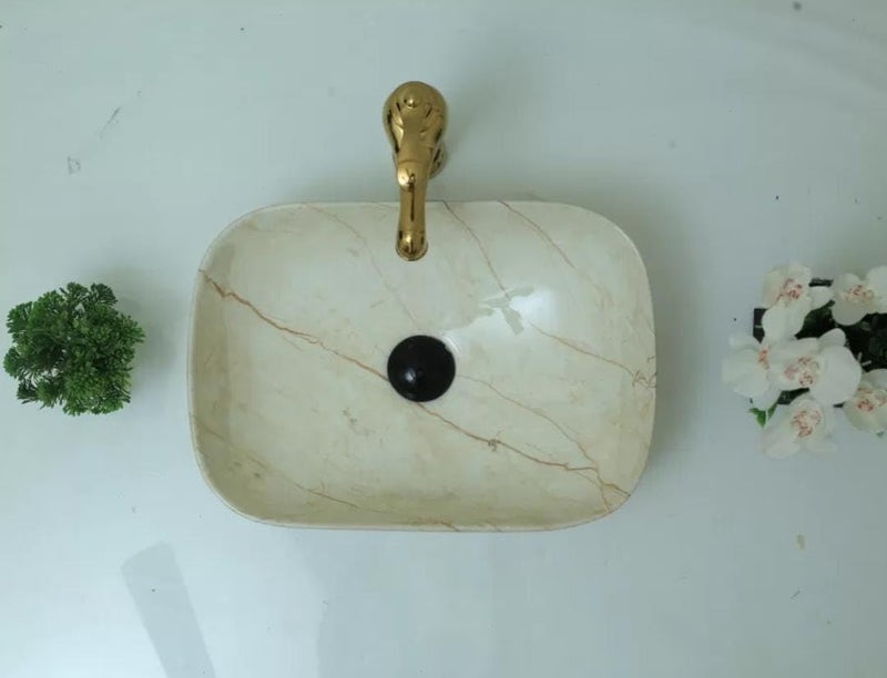 NEROBI Designer Table Top Ceramic Wash Basin Vessel Sink with Slim Rim Collapsible Countertop Basin OverCounter Bathroom Sink ALPHA142 18 x 13 x 55 Inch - Image 2