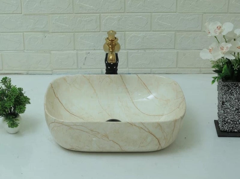 NEROBI Designer Table Top Ceramic Wash Basin Vessel Sink with Slim Rim Collapsible Countertop Basin OverCounter Bathroom Sink ALPHA142 18 x 13 x 55 Inch - Image 3
