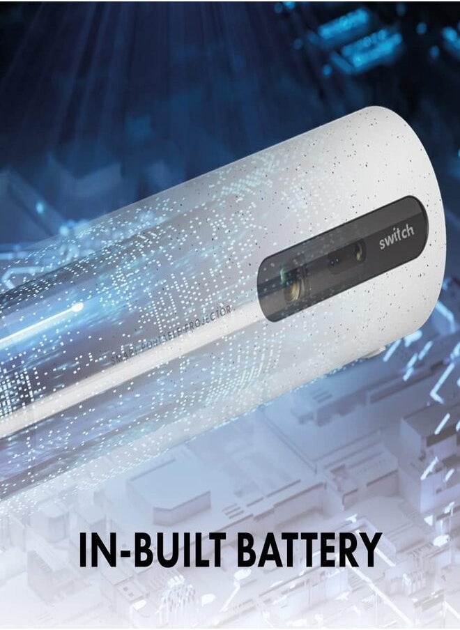 Switch - SWITCH Smart Portable Projector 450 ANSI Lumens, Rotating Projector, Easy Ceiling Projection, Built-in Battery & Speaker, Android 9, 4K & 3D Video Support - Image 1