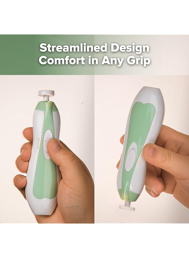 haakaa Baby Nail Trimmer Electric Safe Baby Nail Clippers Baby Nail File Kit Manicure Set Trim Polish Grooming Kit For Newborn Toddler 6 Grinding Heads And Led Light Meadow - Image 5