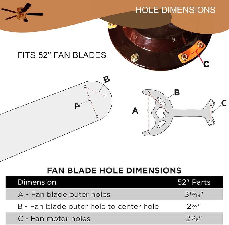 Ciata replacement ceiling fan blade arms -52 inch,White - Image 3