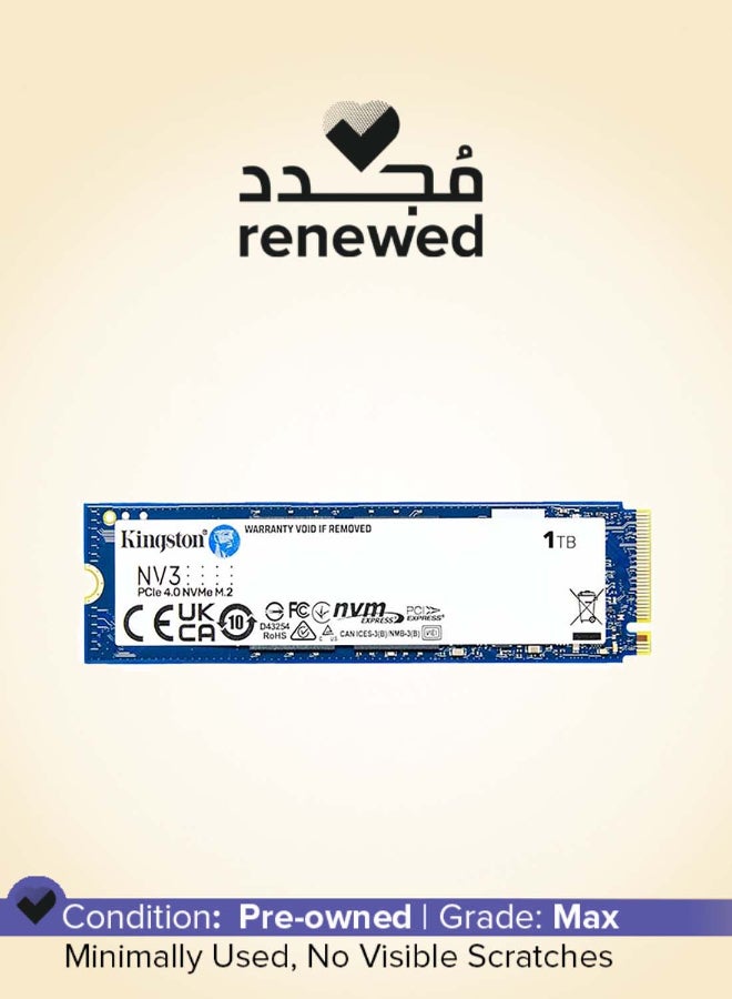 كينغستون مجدد - NV3 1TB M.2 2280 NVMe SSD داخلي, حتى 6000MB/s قراءة, 4000MB/s سرعة كتابة, أداء NVMe PCIe Gen 4.0x4, تشغيل بذبذبة 2.17G, 320TBW | SNV3S/1000G - Image 1