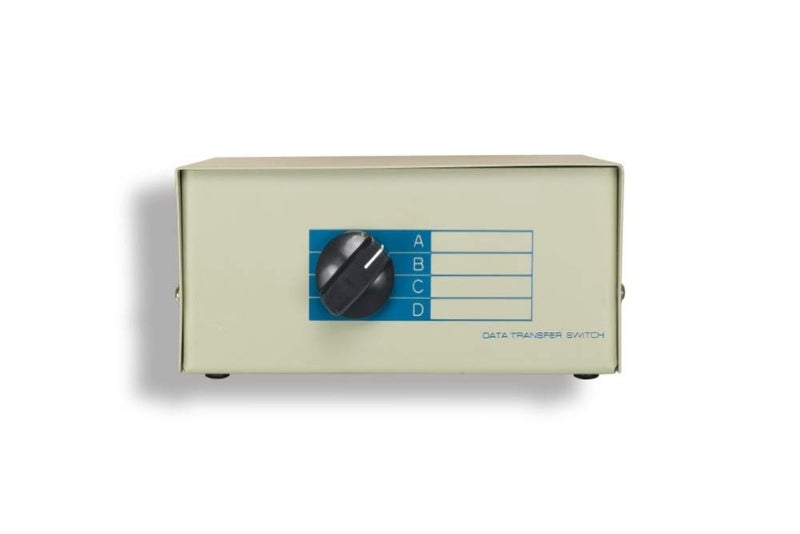 Kentek DB9 Male 4 Way Manual Data Switch Box RS232 DSub 9 Pin IO ABCD Port for PC MAC to Peripherals Devices Printer