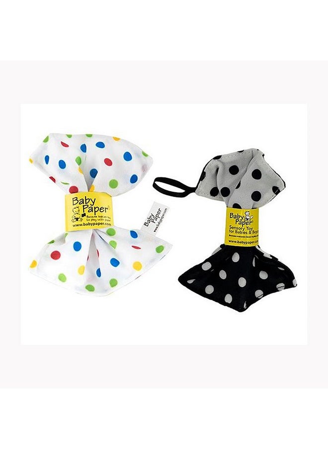 Baby Paper - Baby Paper-2 Pack of Crinkly, Sensory Toys, White/Black Dot & Multi Color Polka Dot - Image 1