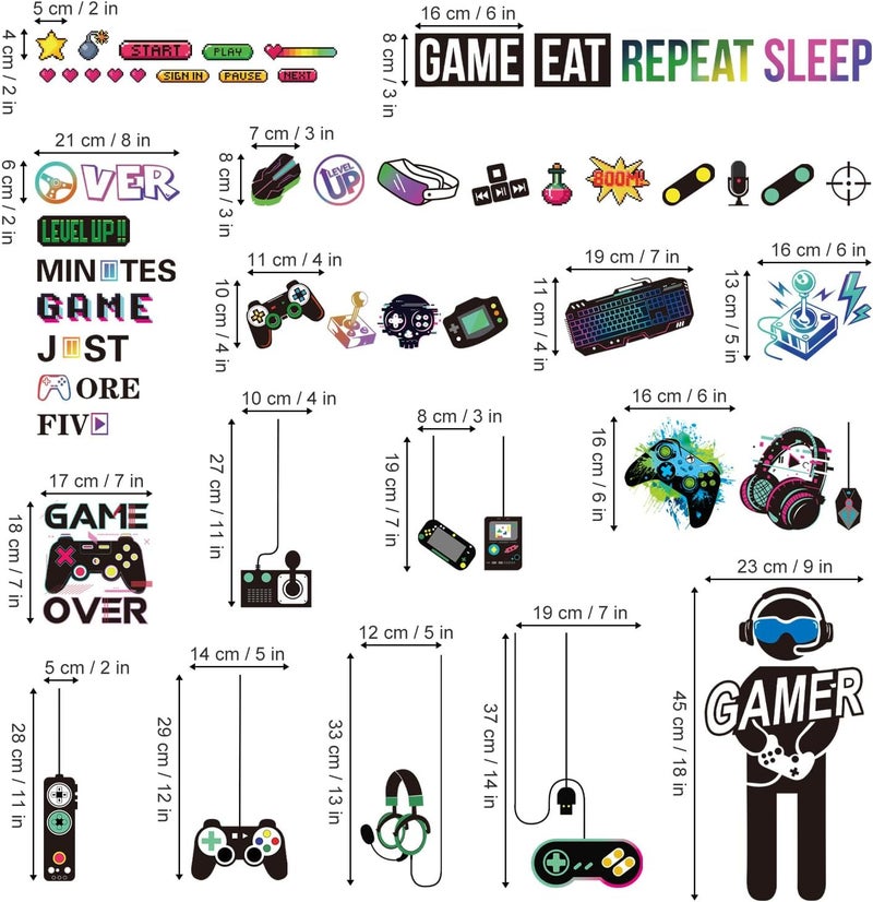decalmile Gamer Wall Decals Gaming Controller Eat Sleep Game Joystick Wall Stickers Kids Bedroom Playroom Boys Room Wall Decor - Image 4