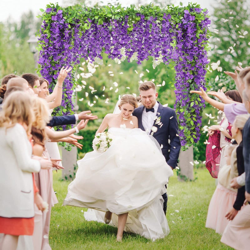 Findosom Wisteria Artificial Flowers Garland  5Pcs Total 36FT Purple Wisteria Hanging Flowers  Flower Garland Decorations for Home Garden Outdoor Ceremony Wedding Arch Decoration - Image 2