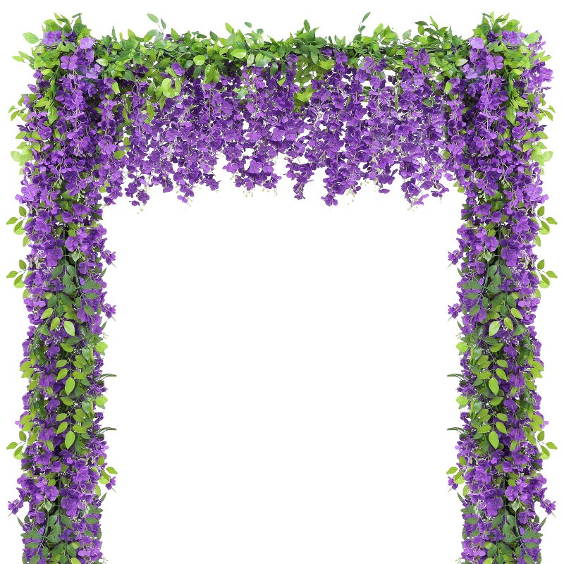 Findosom Wisteria Artificial Flowers Garland  5Pcs Total 36FT Purple Wisteria Hanging Flowers  Flower Garland Decorations for Home Garden Outdoor Ceremony Wedding Arch Decoration - Image 1