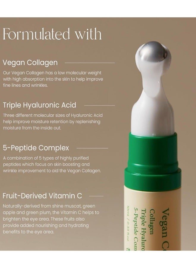 AXIS-Y Vegan Collagen Eye Serum with Triple Hyaluronic Acid & 5-Peptide Complex | Wrinkle Care, Fine Line Reduction, Brightening | Vegan & Cruelty-Free Korean Skin Care | 10ml / 0.33 fl. oz. - Image 2