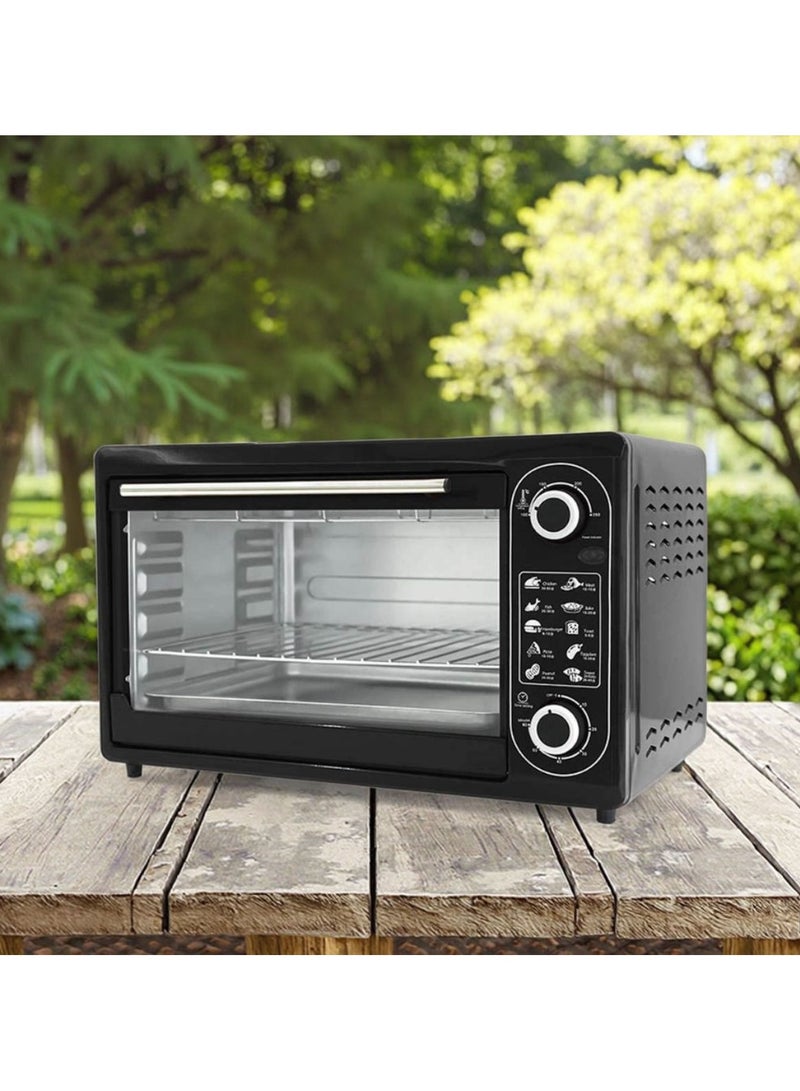 Denx Large Capacity Electric Toaster Oven – 48L, 2000W, Food-Grade Aluminum Interior with Non-Stick Coating, Black - Image 2
