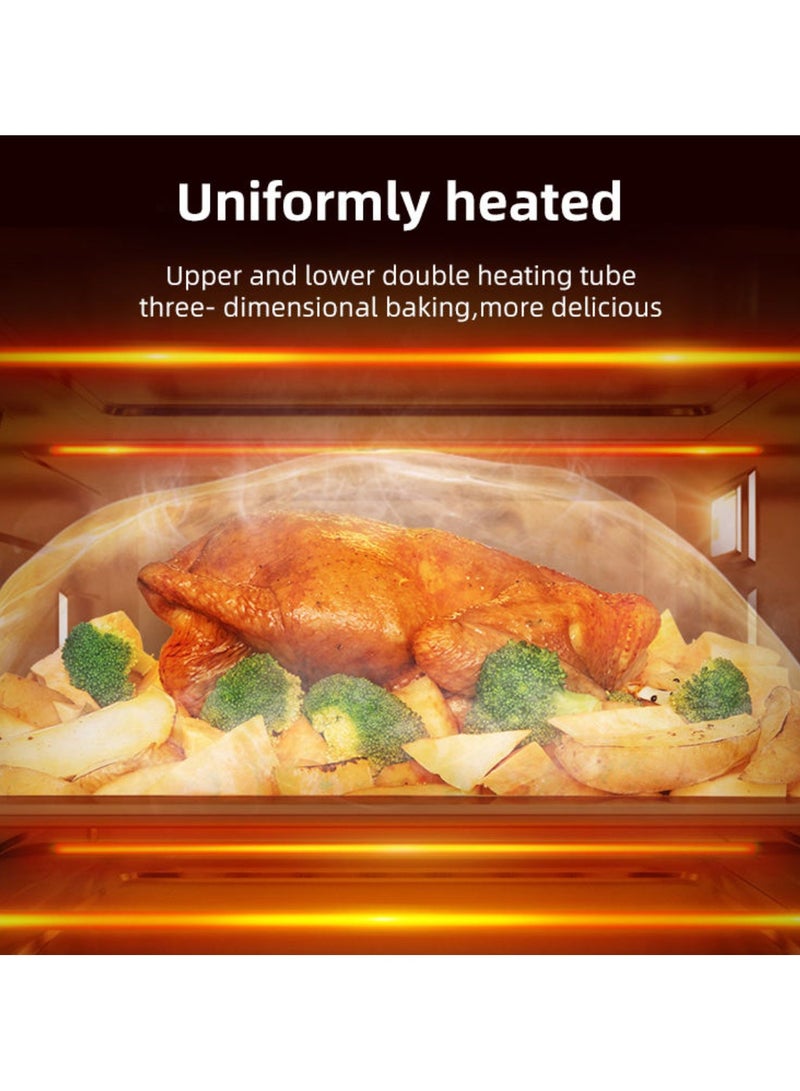 Denx Large Capacity Electric Toaster Oven – 48L, 2000W, Food-Grade Aluminum Interior with Non-Stick Coating, Black - Image 5