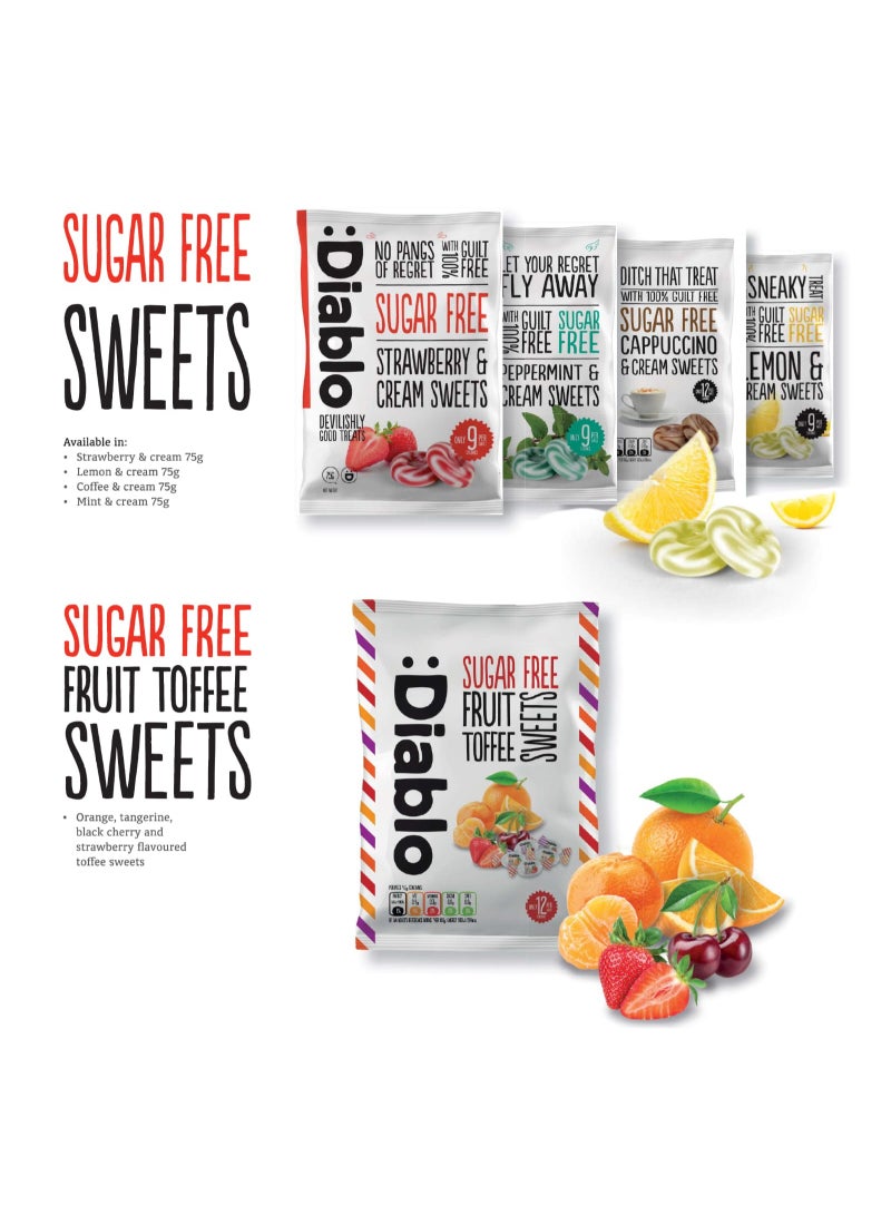 Diablo Sugar Free Cappuccino & Cream Sweets | Sweetened with Maltitol | Low Calorie | Pack of 3 (75g Each) - Image 3