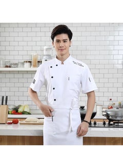 NIBEMINENT Summer Breathable Dining Chef Overalls Short Sleeve Baking Restaurant Ding Room Canteen Back Kitchen Work Clothes Men and Women  - Image 1