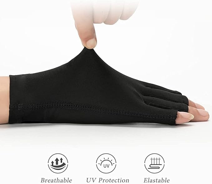 SKINPLUS UV Nail Gloves Professional UPF50 Gel Manicure Protection  Art Skin Care Fingerless Gloves for Gel Nail Lamp BLACK - Image 4
