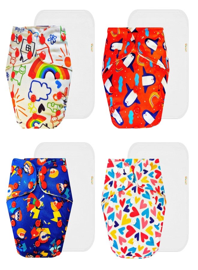 حفاضات دمبلدو القماشية الممتازة مع حشوة قطنية (عبوة من 4) | ناعمة ولطيفة | تسمح بمرور الهواء | مناسبة للسفر | مثالية لفصل الصيف الهندي | من 3 أشهر إلى 3 سنوات | للجنسين - Image 1