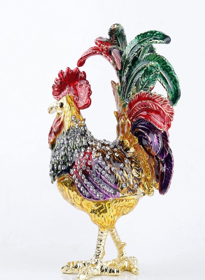 SEVENBEES Hand Painted Enameled Rooster Jewelry Trinket Boxes Hinged Animal Rooster Figurines Collectibles Gift for Home Decor Gift - Image 4