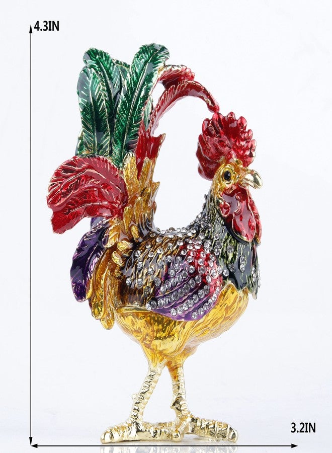 SEVENBEES Hand Painted Enameled Rooster Jewelry Trinket Boxes Hinged Animal Rooster Figurines Collectibles Gift for Home Decor Gift - Image 2