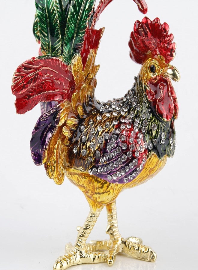 SEVENBEES Hand Painted Enameled Rooster Jewelry Trinket Boxes Hinged Animal Rooster Figurines Collectibles Gift for Home Decor Gift - Image 3