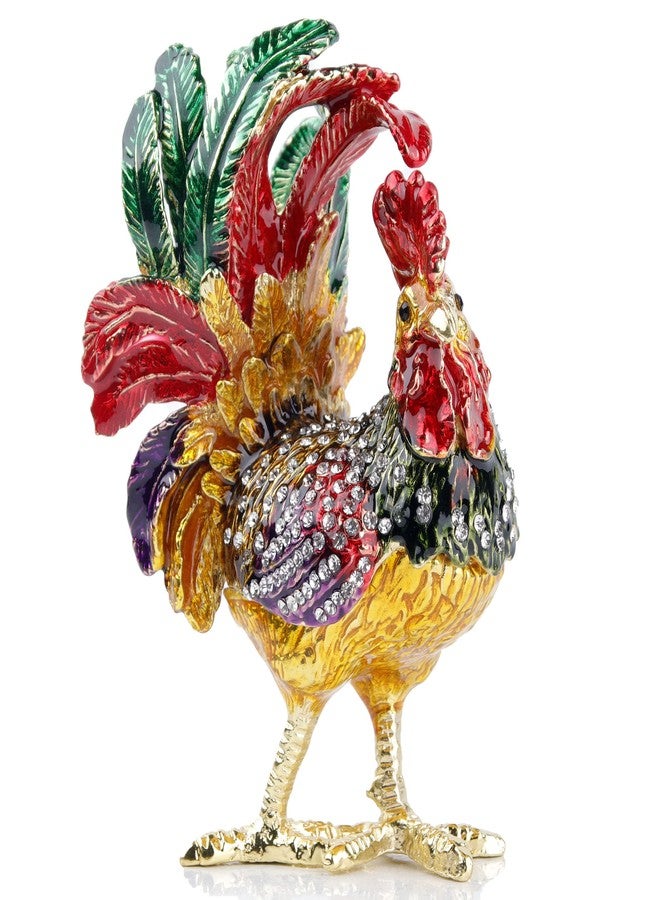 SEVENBEES Hand Painted Enameled Rooster Jewelry Trinket Boxes Hinged Animal Rooster Figurines Collectibles Gift for Home Decor Gift - Image 1