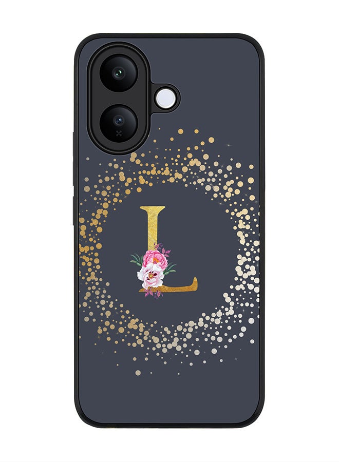 For vivo V60 Lite 5G / V60 Lite 4G Case,Slim fit Camera Protection, Shockproof Thin Phone cover  - Custom Monogram Floral - L  (Grey )