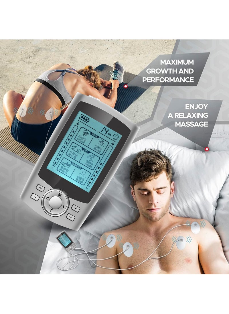 Tens Unit Muscle Stimulator for Back Pain Relief, 36 Modes Digital Electrical Full Body Massager, Pulse Stimulator Pads, Muscle Stimulator Pain Fatigue Relief For women and Men