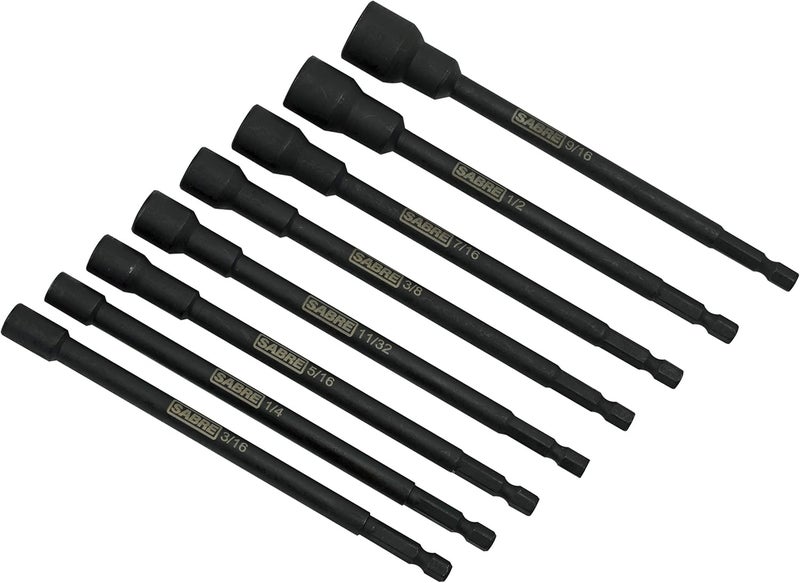 Sabre Tools 8 Piece SAE Impact Magnetic Nut Driver Set – 6 Inch Length, 1/4 Inch Hex Shank, Magnetic Socket Tip (8 Piece SAE Set) - Image 4
