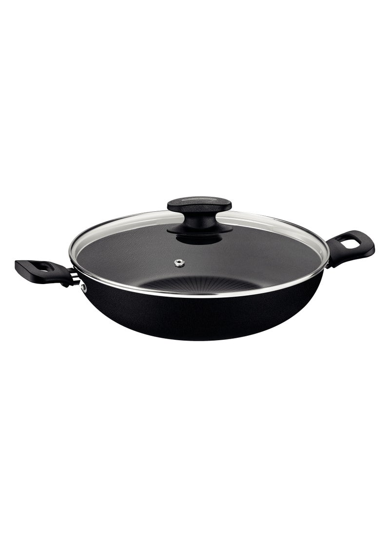 TRAMONTINA Since 1911,Made in Brazil- Loreto 28cm 3.3L Black Wok Pot with Interior and Exterior Starflon Max PFOA Free Nonstick Coating  - Image 1
