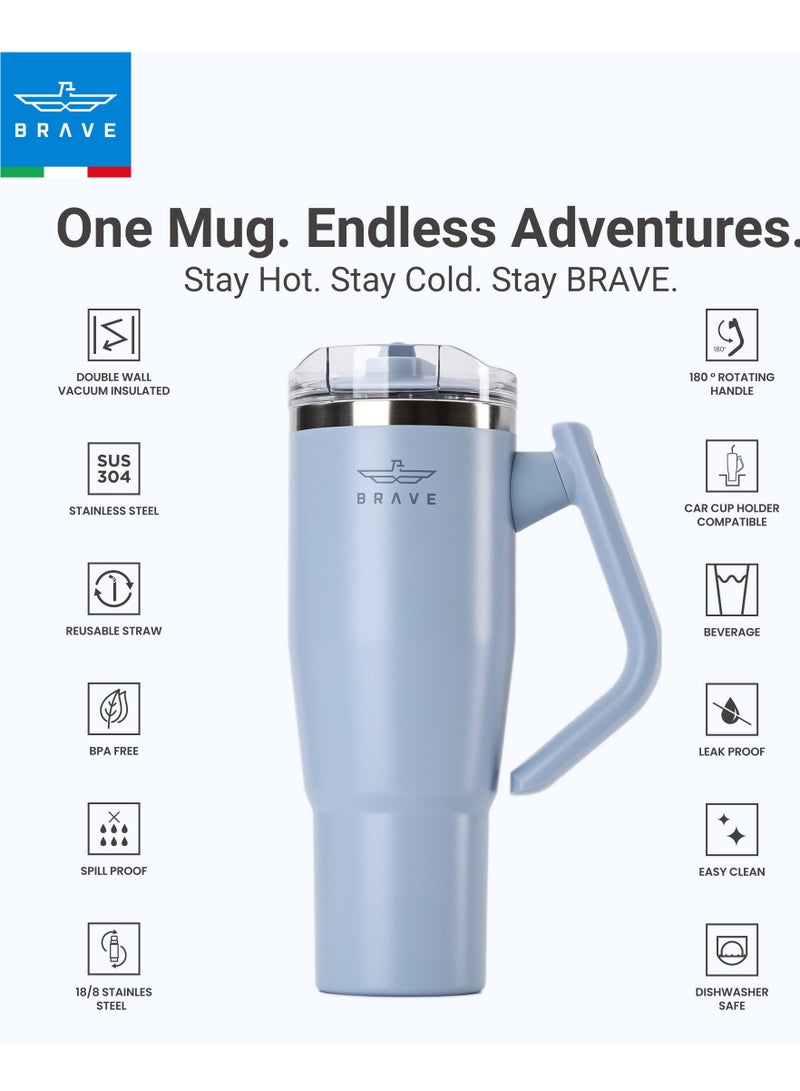 بريف تمب جارد تمبلر ١٢٠٠ml - ١٨/٨ ستانلس ستيل ترافل ماج، ثيرمال كوفي كوب، ٢-إن-١ ليكبروف ليد وذ سترو & روتيتينج هاندل، إنسوليتد هوت & كولد بيفيريج ماج، كار كب هولدر كومباتيبل، ديورابل & ريوسابل كوفي ترافل ماج (سكاي بلو) - Image 3