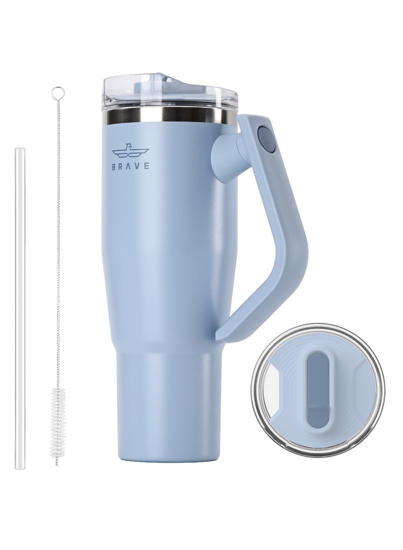 بريف تمب جارد تمبلر ١٢٠٠ml - ١٨/٨ ستانلس ستيل ترافل ماج، ثيرمال كوفي كوب، ٢-إن-١ ليكبروف ليد وذ سترو & روتيتينج هاندل، إنسوليتد هوت & كولد بيفيريج ماج، كار كب هولدر كومباتيبل، ديورابل & ريوسابل كوفي ترافل ماج (سكاي بلو) - Image 1