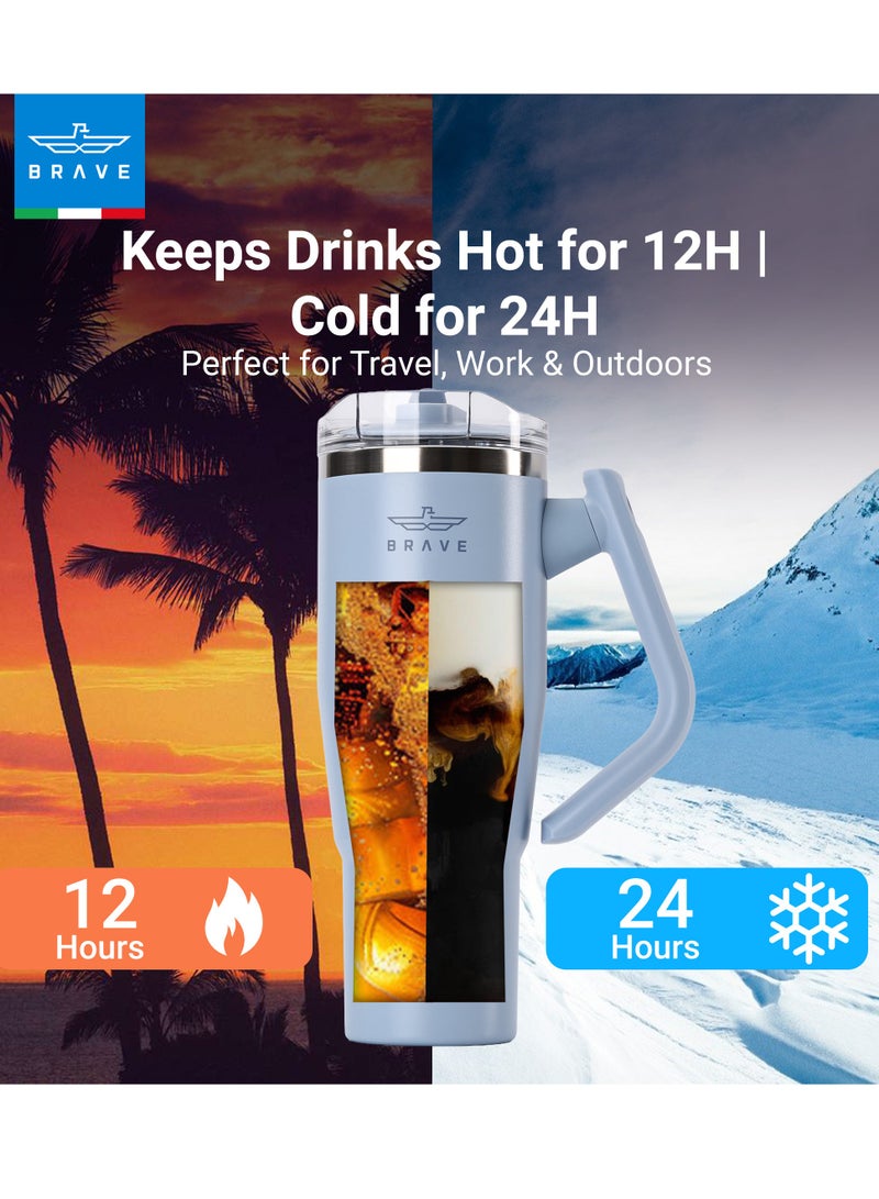 بريف تمب جارد تمبلر ١٢٠٠ml - ١٨/٨ ستانلس ستيل ترافل ماج، ثيرمال كوفي كوب، ٢-إن-١ ليكبروف ليد وذ سترو & روتيتينج هاندل، إنسوليتد هوت & كولد بيفيريج ماج، كار كب هولدر كومباتيبل، ديورابل & ريوسابل كوفي ترافل ماج (سكاي بلو) - Image 2