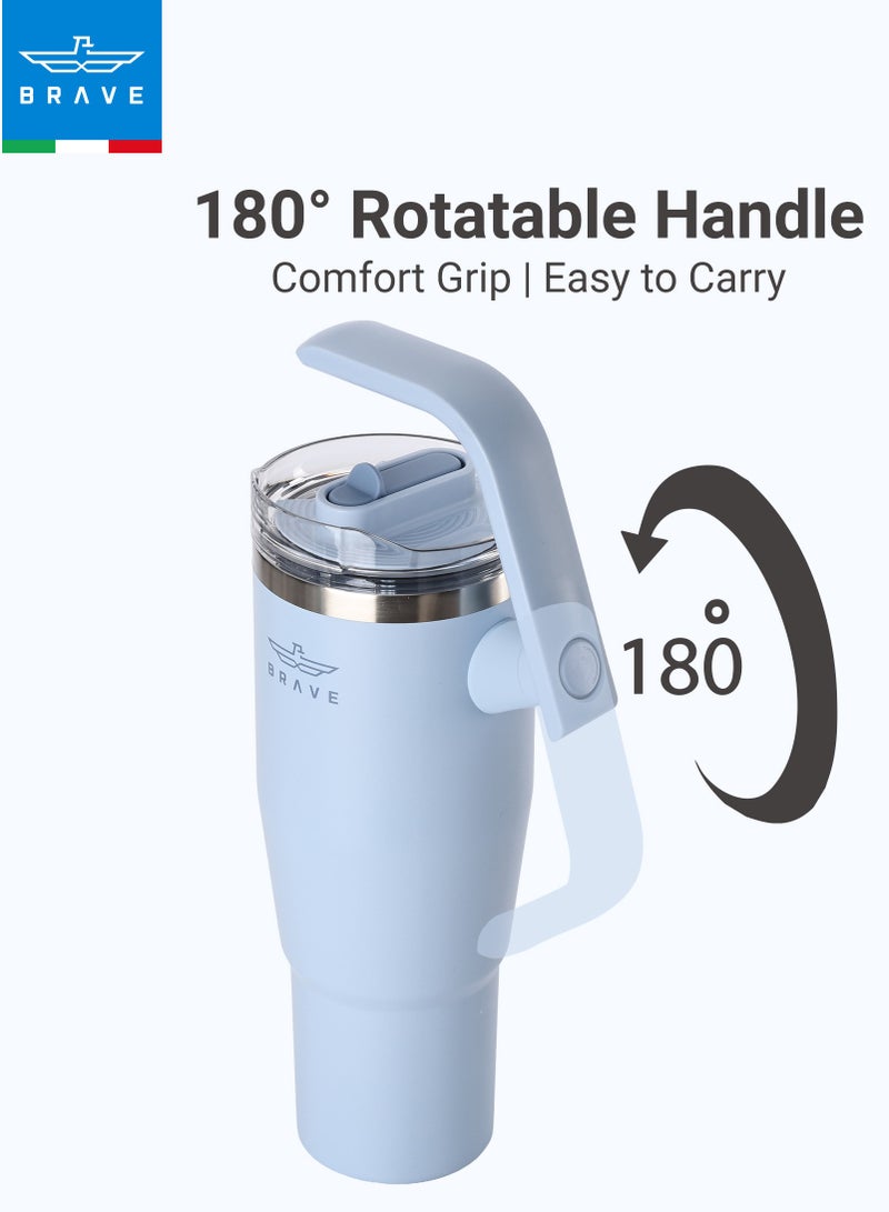 بريف تمب جارد تمبلر ١٢٠٠ml - ١٨/٨ ستانلس ستيل ترافل ماج، ثيرمال كوفي كوب، ٢-إن-١ ليكبروف ليد وذ سترو & روتيتينج هاندل، إنسوليتد هوت & كولد بيفيريج ماج، كار كب هولدر كومباتيبل، ديورابل & ريوسابل كوفي ترافل ماج (سكاي بلو) - Image 5