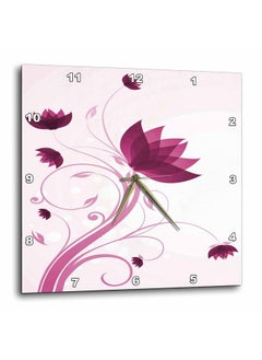 3DROSE Dpp_101513_2 Pretty Pink Flower With Swirly Stemwall Clock 13 By 13Inch  - Image 5