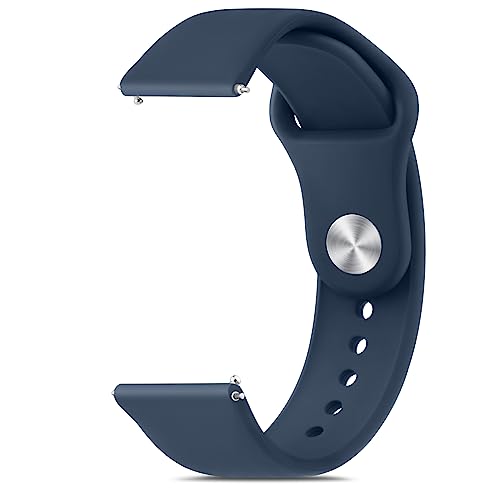 Tobfit Silicone 22Mm Watch Band Strap With Rust Free Button Compatible With Noise Colorfit Ultra/Ultra 2, Vision, Caliber, Pro 3 (Watch Not Included), Soft Smartwatch Straps For Unisex (Navy Blue) - Image 1