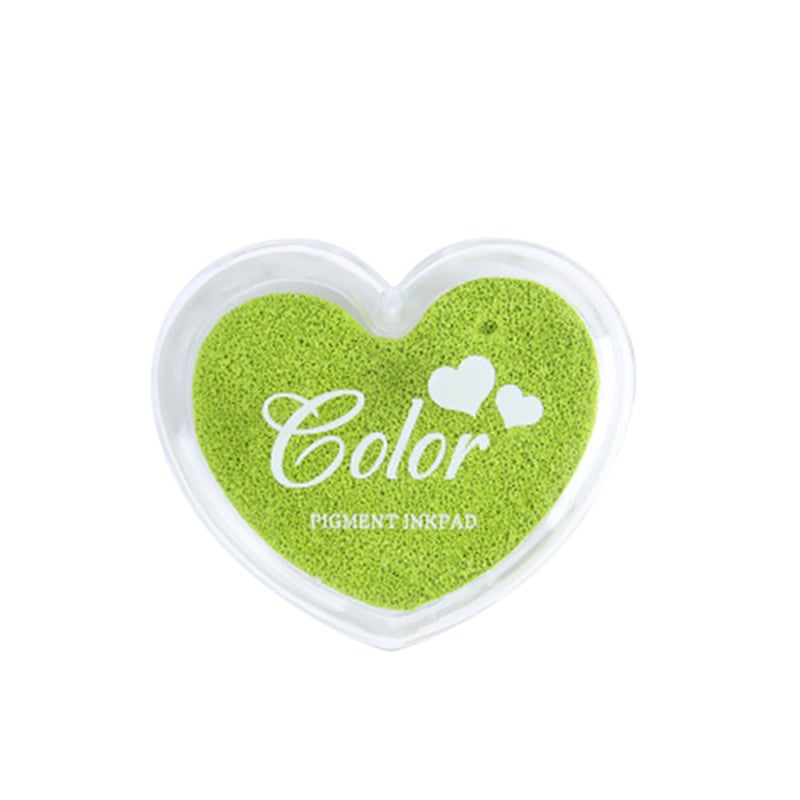 Heart-Shaped Finger Ink Pad Green Craft Stamp Supplies - Water-Soluble Sponge Inkpad for Paper Wood Fabric DIY Scrapbooking Card Making - Image 1