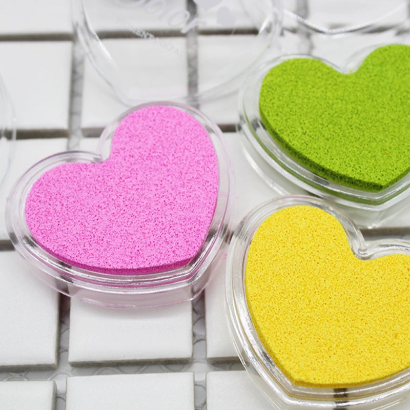 Heart-Shaped Finger Ink Pad Green Craft Stamp Supplies - Water-Soluble Sponge Inkpad for Paper Wood Fabric DIY Scrapbooking Card Making - Image 4