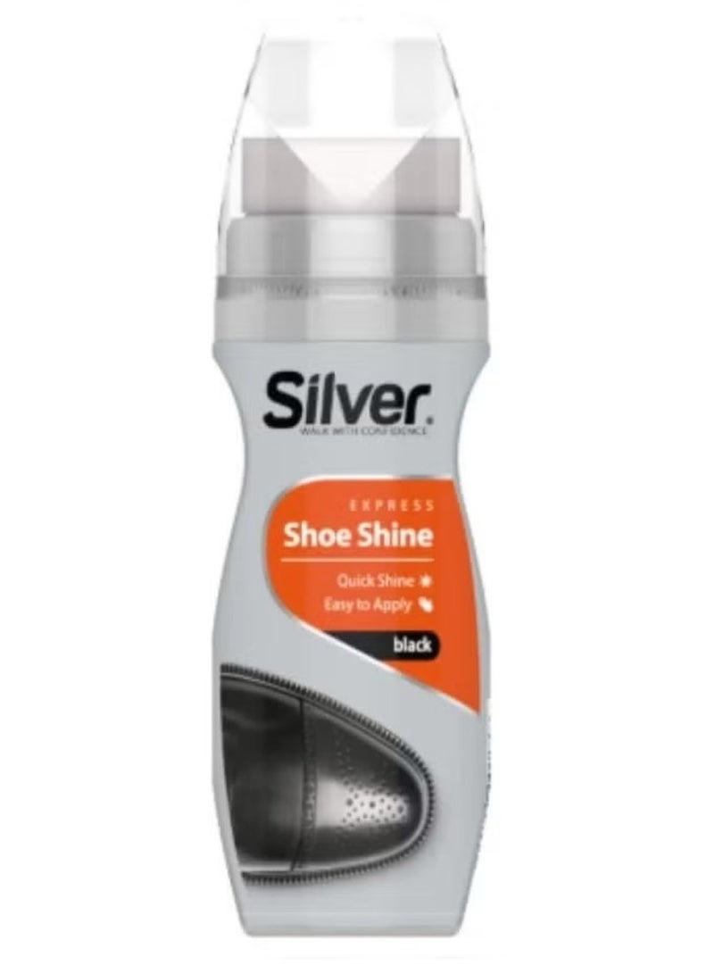 Silver Instant Black Shoe Polish Liquid 75ml - Image 1