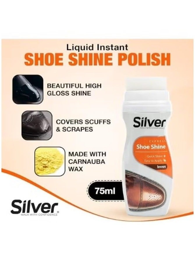 Silver Instant Black Shoe Polish Liquid 75ml - Image 2