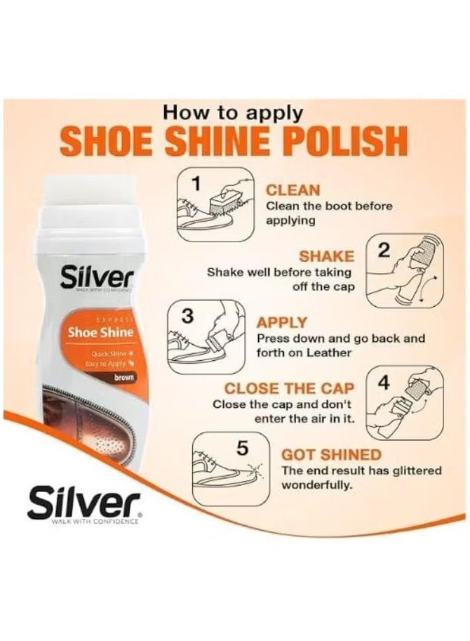 Silver Instant Black Shoe Polish Liquid 75ml - Image 3