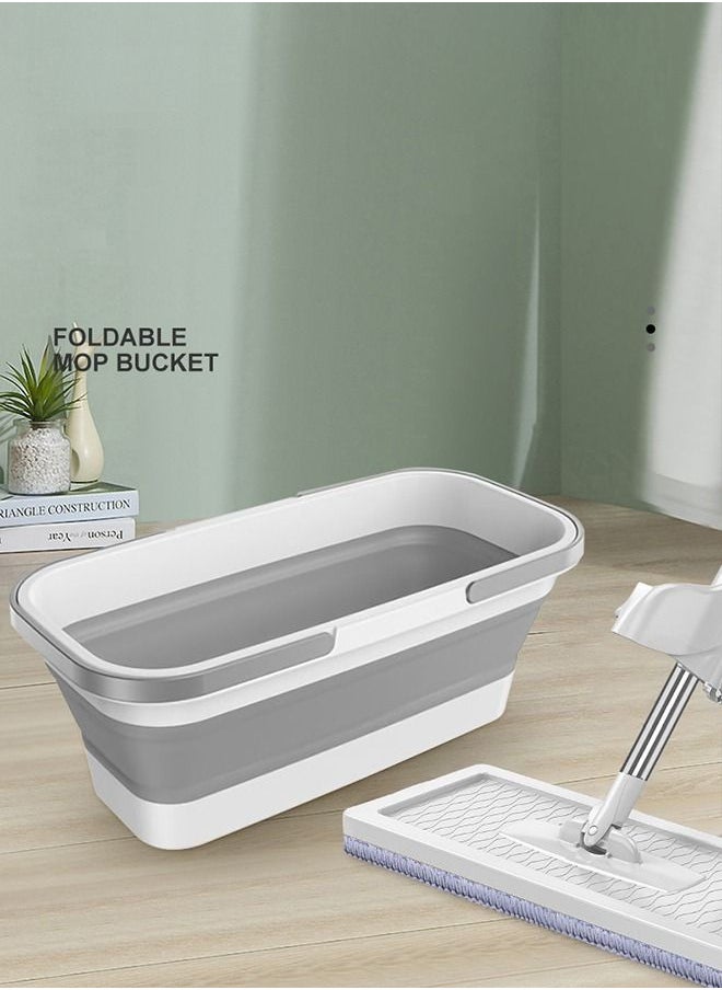 XiuWoo - Multiple Use Folding Collapsible Large Bucket 10L and Mop With Scrubber Cleaning Set For Home - Image 1