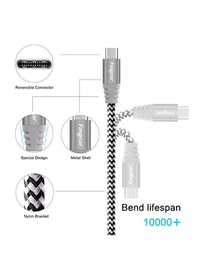 فاسجير كابل USB C إلى Micro USB [2 متر] سلك نايلون مجدول من النوع C إلى Micro USB متوافق مع Galaxy S7/S7 وHTC One/10 والمزيد (2 متر، رمادي) - Image 3