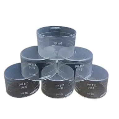 Shree MAHA 10 Ml Plastic Liquid Transparent Measuring Small Round Cups Pack of 50 PCS 10 Ml Plastic Transparent Measuring Cap for Pharmaceutical Syrup and Liquid Hardness - Image 1