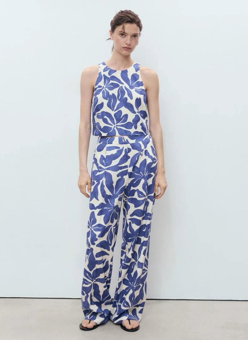 MANGO Printed High Waist Pants
