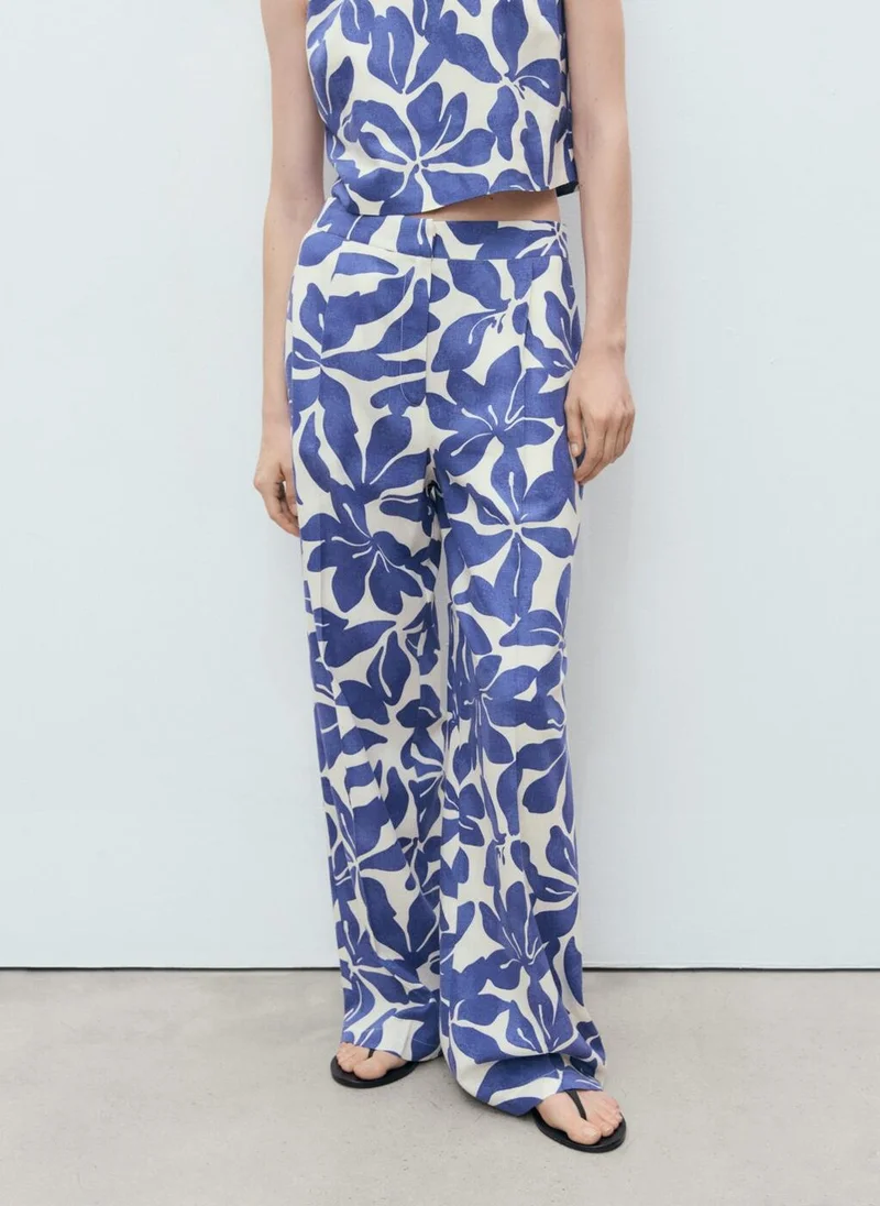 MANGO Printed High Waist Pants