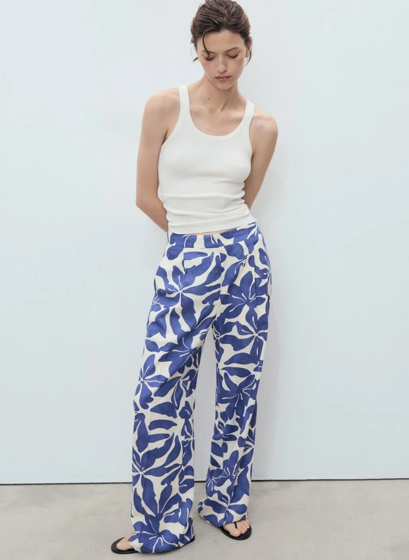 MANGO Printed High Waist Pants