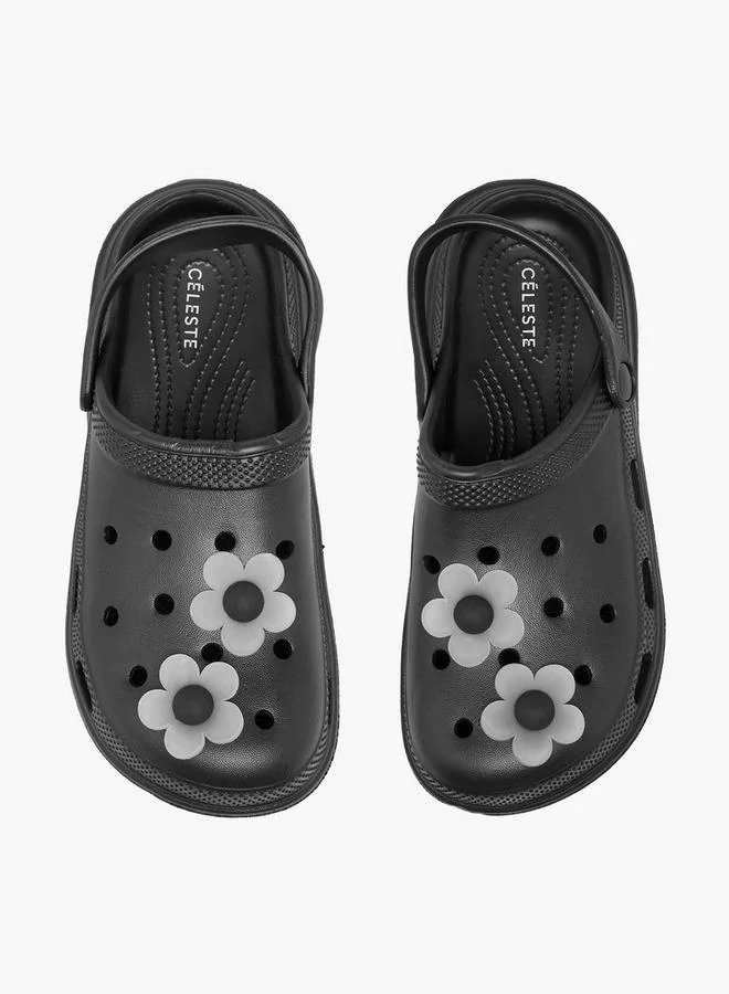 Celeste Women Floral Accent Backstrap Clogs